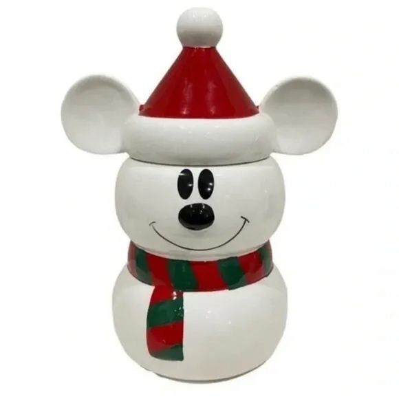 Christmas Disney Mickey Mouse Santa Snowman Cookie Jar  New - Picture 1 of 3